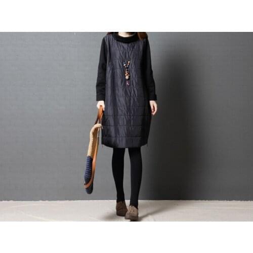 New winter long in womens clothing han edition thickening quilted warm loose turtleneck render big yards dress