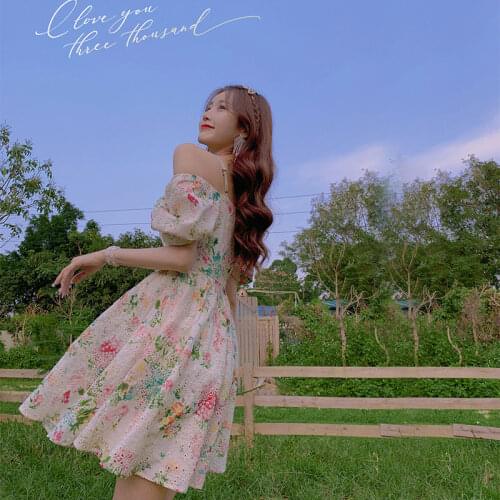 Heydress Casual Holiday Butterfly Dress Women Summer Sexy Should Off Midi Dress Vintage Print Floral Split Boho Dress