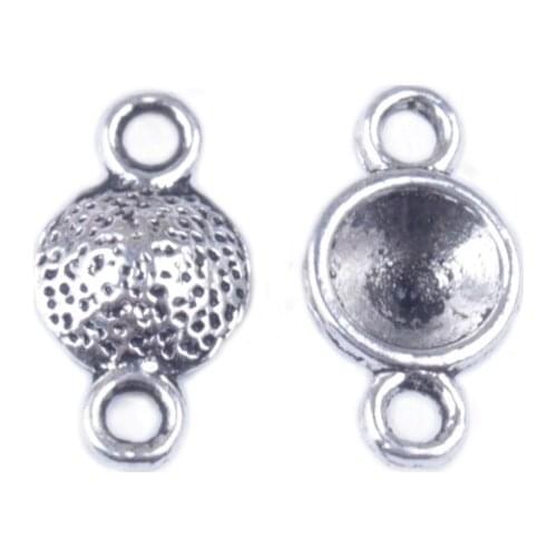 100PCS Tibetan Silver Color 6mm Rivoli Hammered Round Settings Links A13870