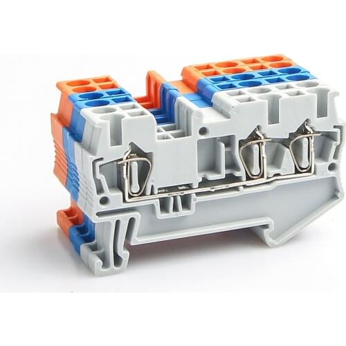 Din Rail Terminal Block10Pcs ST-2.5-TWIN Connector Electrical Wiring Return Pull Type 3 Conductor Terminal Blocks Wire Conductor