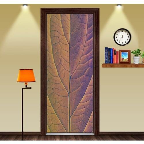 2Pcs/Set Creative Purple Leaves Plant Classic Door Sticker DIY Mural Home Decor Poster PVC Waterproof Sticker