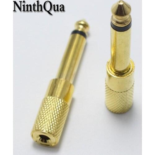 2pcs 6.35 Male to 3.5 Female 2 Pole Mono adapter Plug Jack Headphone Adapter Plugs Terminals Electric piano Audio Connector
