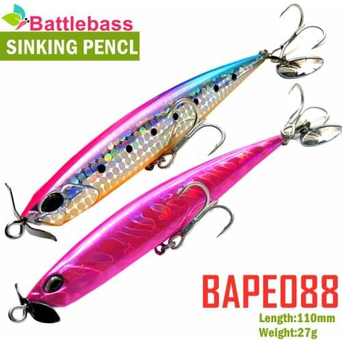 2021 New 110mm 27g Pencil Fishing Lure VIB Sinking Hard Bait 3D Eyes Wobbler Treble Hook Minnow Japanese Quality Fishing Tackle
