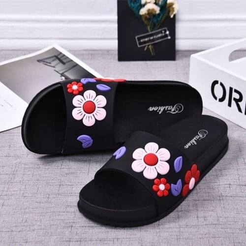 2021 Women Slippers Fashion Summer Lovely Ladies Casual Slip on Beach Flip Flops Slides Indoor Shoes Flower Non-slip Platform