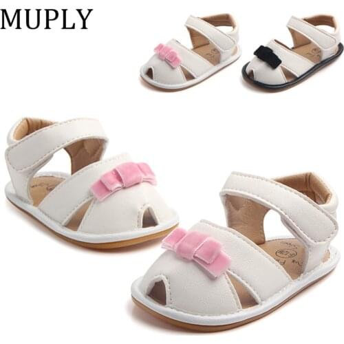 2021 Baby Summer Shoes Newborn Infant Baby Girls Sandals Shoes Solid Non-slip PU Leather Breathable Toddler Shoes 0-18M