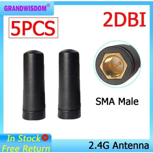 5pcs 2.4GHz Antenna Wifi 2dbi SMA Male Connector 2.4 ghz antena mini size antennas antenne wi fi 2.4G antenas router