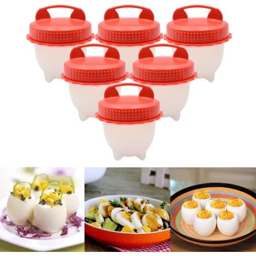 6Pcs/Set Kitchen Silicone Egg Maker Egg Cup Cooker Hard boil Eggs Without the Shell Egg Tools Mold Easy Cook Eggs Poached Boiler