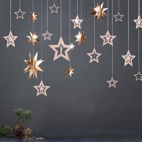 7pcs Twinkle Star Paper Garland Banner Baby Shower Boy Girl Birthday Party Decorations Kids Adult Wedding Decor Party Supplies