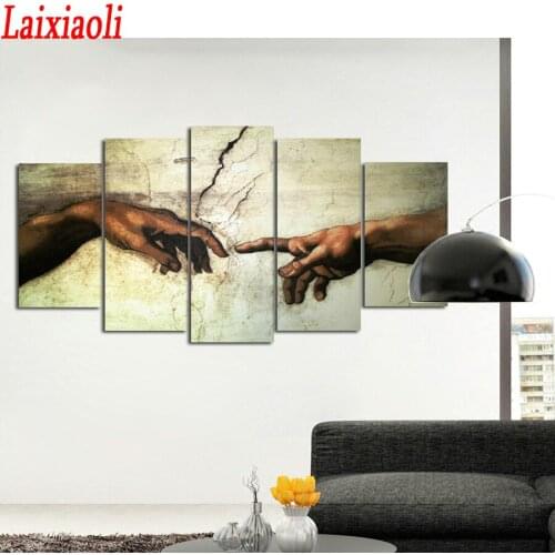 5 Pcs/Set 5d diy diamond painting full square/round 3d diamond embroidery Famous Art Hands Of God picture mosaic home decoration