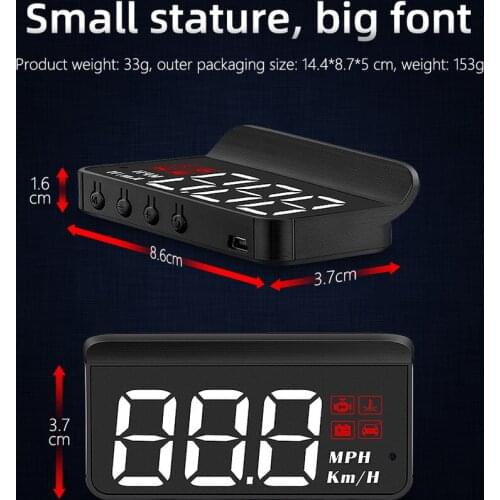 Car HUD Head Up Display OBD2 II Overspeed Warning System Projector Windshield Auto Electronic Voltage Security Alarm Universal