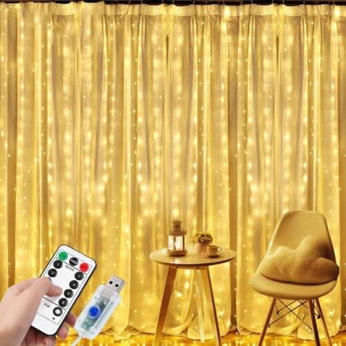 3M LED Fairy Lights Garland Curtain Lamp Remote Control USB String Lights For New Year Christmas Party Garden Home Wedding Decor