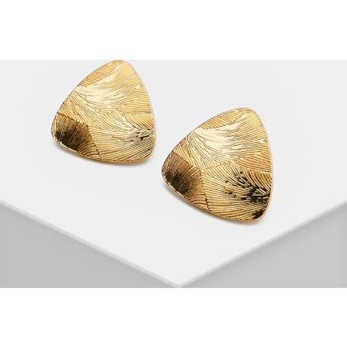 K21 Amorita Boutique Gold Striped Triangle Stud Earring Jewelry Accessories For Girl Women Gift