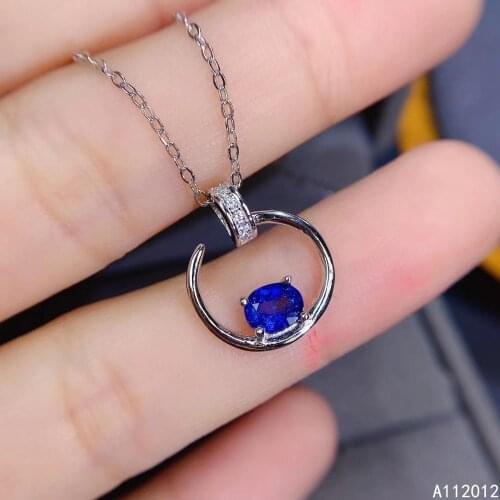 KJJEAXCMY fine jewelry natural sapphire 925 sterling silver popular girl new pendant necklace chain support test hot selling