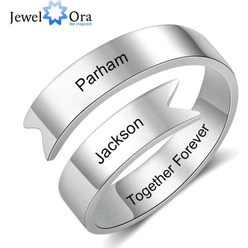Personalized Stainless Steel Name Rings for Women Resizable Customized Engraved Ring Gift Jewelry for Girls (RI103967)