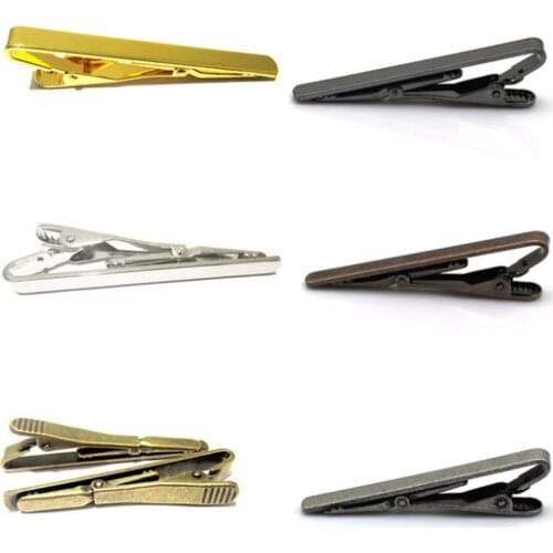 Colourful Tie Clip for Men Metal Copper Simple Bar Clasp Practical Black Navy Blue Necktie Clasp