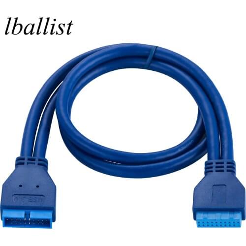 Lballist 50cm MotherBoard 20Pin Male Female to Male Female Extension Cable Foil+Braided Shielded