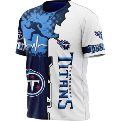 Summer New Short-sleeved Printed T-shirt 2021NFL Fans Sports Easy-to-dry Mesh Casual T-shirt Titan Offensive Mens Shirt