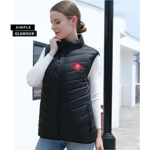 Fashion Men Women Electric Heated Jacket Heating Waistcoat USB Thermal Warm Cloth Feather Hot Sale Plus Size Winter Jacket