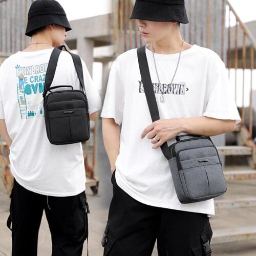 New Mens Vertical Solid Color Small Bag Waterproof Oxford Cloth Youth Casual Single Shoulder Messenger Bag Mobile Phone Bag