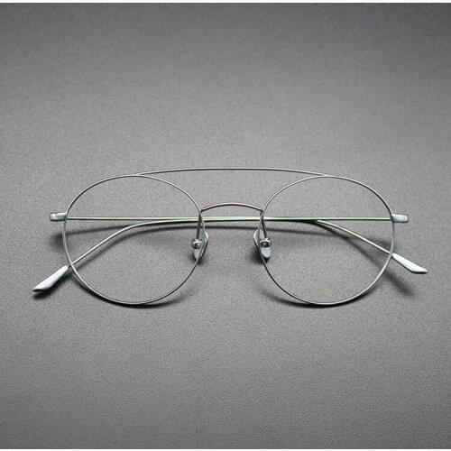 New retro fashion pure titanium glasses frame men women myopia flat mirror titanium comfortable double-beam glasses frame