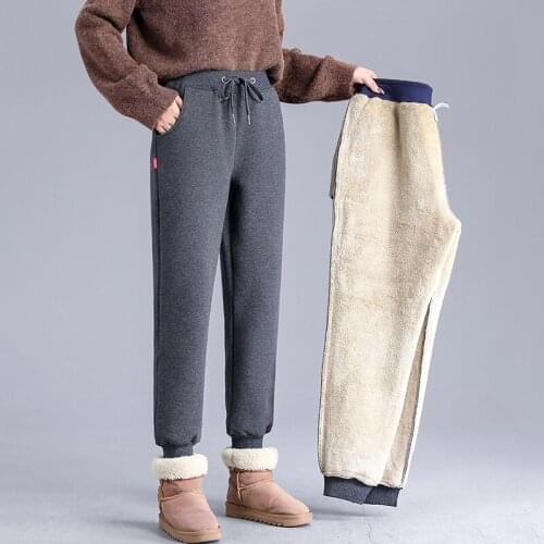 Autumn Winter Thicke Lamb Velvet Sweatpants Women Plus Velvet Loose Casual Pants Outer Trousers Plus Size Warm Womens Pants 3XL