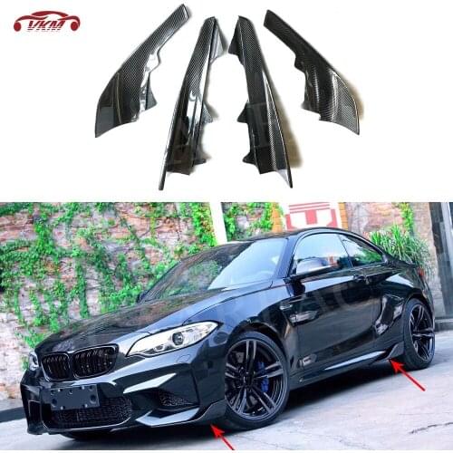 2 Series Carbon Fiber Front Bumper Splitters Side Skirts Cupwings Flaps for BMW F87 M2 Base Coupe 2-Door 2016 2017 2018