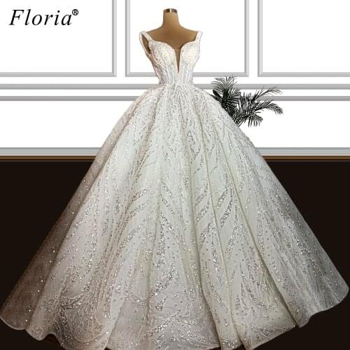 Luxury Heavy Handmade Wedding Dresses A-Line Sleeveless Crystals Wedding Gowns Chapel Robe De Mariee Garden Bride Dresses Custom