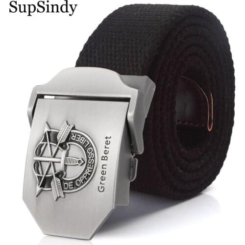 SupSindy Men&Women Military Canvas belt luxury Green Beret Metal buckle jeans waist belt Army tactical belts for Men strap male