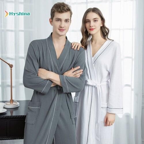 Japanese Bathrobe Women Long Summer Nightgown Spring and Autumn Lovers Thin Pajamas Bathrobe Men Absorb Water and Dry Quickly