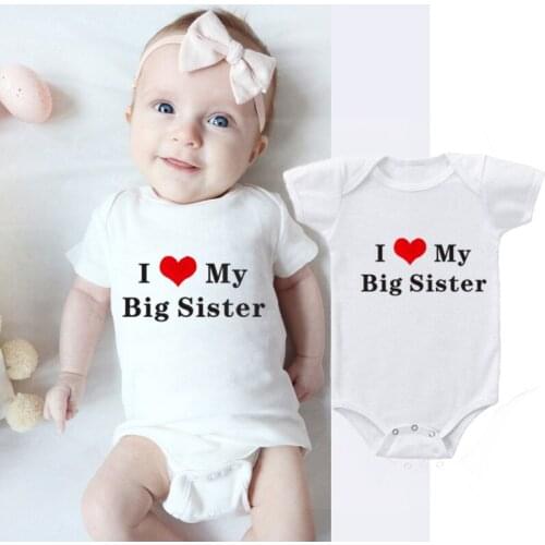 Funny I LOVE MY SISTER/Brother Printed Babies Rompers Newborn Clothes Cotton Body Baby Girl Boy Romper 0-24M Baby Onesie