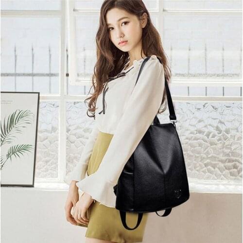 Outdoor Backpack Female Women PU Leather Backpack Bag Anti Theft High Quality Softback Urban Fashion Backpacks Brand