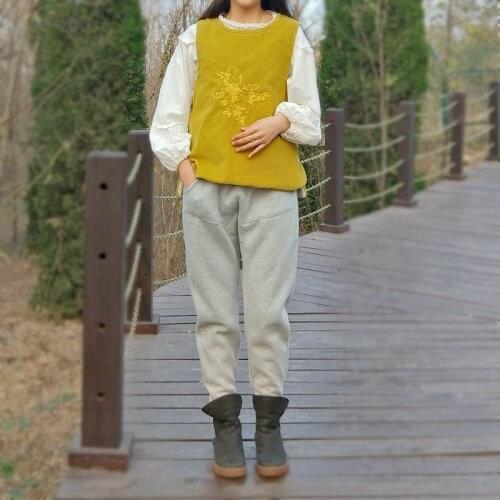 Women Loose Embroidered Corduroy Vest Ladies Padded Vests Female Short Vest 2020 Autumn Winter