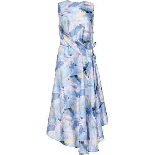 Sleeveless Comfort Tencel Pink Blue Yellow Summer Women Dress Design Asymmetrical Literary Style Sweet Long Ethereal Lady Skirt