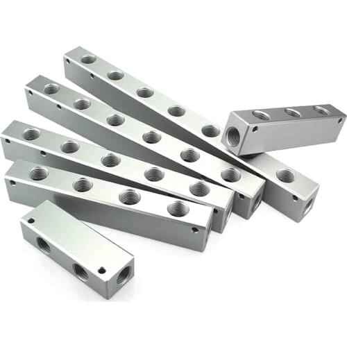 1/4" BSP 5-12 Ports 20x25mm Solid Aluminum Pneumatic Air Manifold Block Splitter