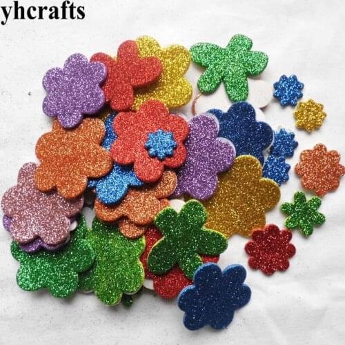 1bag/LOT,Glitter flower foam stickers Baby room decoration Early learning educational toys Kindergarten craft diy toys cheapOEM