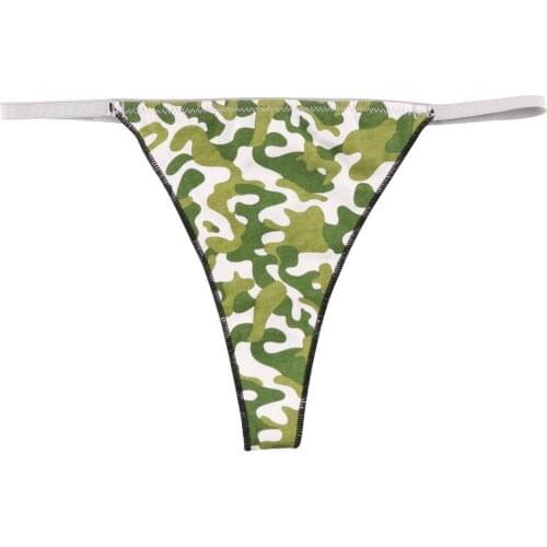 1PCS Cotton Lady Sexy Camouflage Green Thongs Girls Low Waist Sexy G-Strings WomenS Hollow Tempting Pretty Thongs Underwear