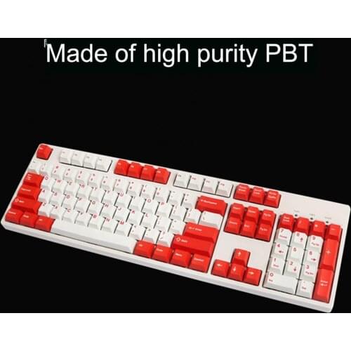104Pcs Key Caps Dual Colors Keyboard Accessory PBT Universal OEM Keycaps Replacement (Space bar cap with Coca-Cola logo)