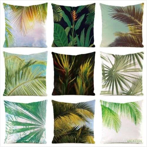 45cm*45cm **Cocunut Leaves**Inimitated Silk Fabric Throw Pillow Covers Couch Cushion Cover Home Decorative Pillows Pillow Case