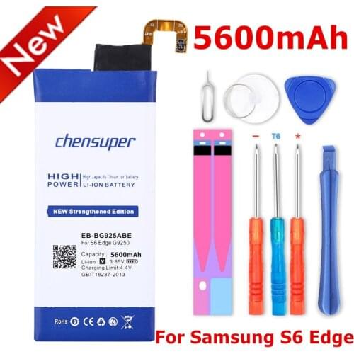 NEW 5600mAh chensuper EB-BG925ABE Phone Battery For Samsung Galaxy S6 Edge G9250 G925F Battery Replacement Mobile Battery