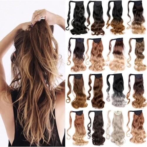 Belle Show Long Straight Wrap Around Clip In Ponytail Hair Extension Heat Resistant Synthetic Pony Tail Fake Hair Natural Wavy