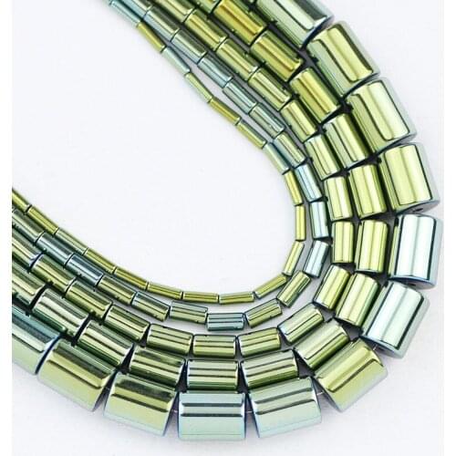 4x1/5x3/6x4MM Green Cylinder Round Hematite Natural Stone Spacer Loose Beads For Jewelry Making Diy Bracelets Necklace Findings