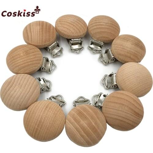 Wooden Soother Clip Nursing Accessories 3.5cm(1.38in) Beech Pacifier Clips Chewable Teething Diy Dummy Clip Chains Baby Teether