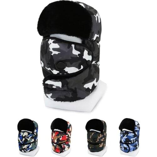 Camouflage Thermal Beanies Hat Hooded Neck Warmer Winter Sports Face Mask for Men Bike Wind Beanies Women Skullies Cap Outdoor