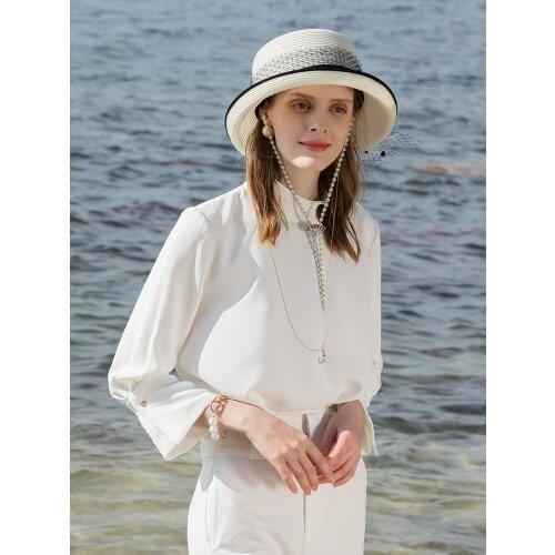 X1007 Summer Screen Sun Hat Straw Hat Foldable Fashion Black Voile Straw Hat All-match Travel Vacation Beach Caps Adjustable