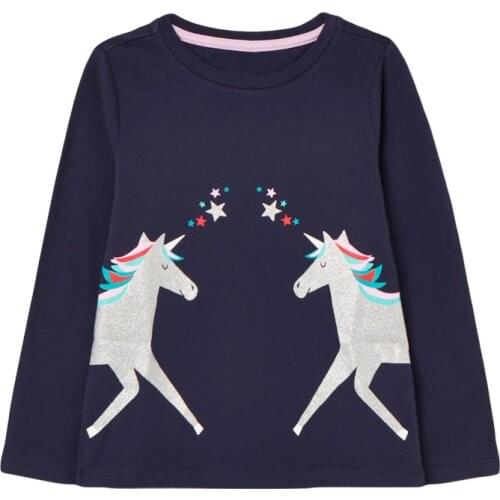 Little Maven 2020 Autumn Baby Girls Brand Clothes Toddler Long Sleeve Animal Star Applique T Shirt for Kids 2-7 Years 51798