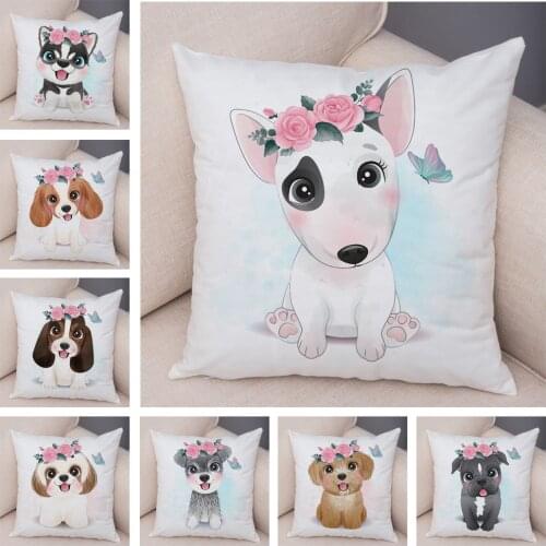 Lovely Cartoon Pet Dog Pillow Case for Children Room Sofa Home Decor Cute Animal Print Cushion Cover Soft Plush Pillowcase 40x60