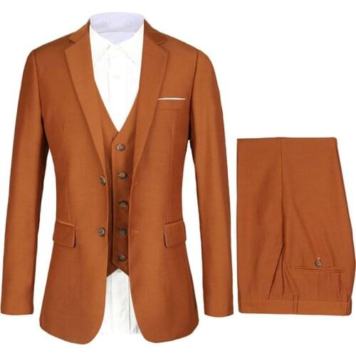 Fashion Man Suits New Groom Tuxedos Coral red Groomsman Suit Custom Made Man Suit 3 Pieces Dinner Suit (Jacket+pants+vest)