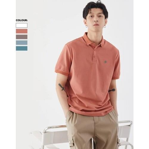 Men t-shirt Mens Summer Clothing Polo Casual Deer Embroidery Cotton Shirt Short Sleeve Korean Fashion Style K082