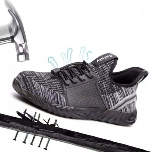 Mens Steel-Toed Work Safety Shoes Breathable Sneakers Anti-Puncture Boots Indestructible Comfortable Work Shoes