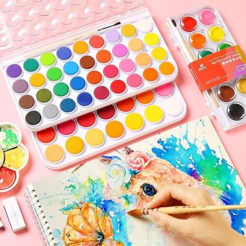 Solid Watercolor Paint Pigment Set 12 36 48 Colors Cake Pigment Set Children Transparent Water Color Painting Art Supplies